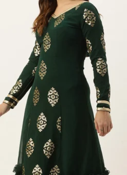 Top From Green Embroidered Anarkali Suit Set After Six Wear
