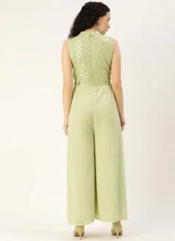Green Embroidered Collar Neck Jumpsuit Festive Wear -Mahra Clothing Shop Green Embroidered Collar Neck Jumpsuit DRBS02104281 b