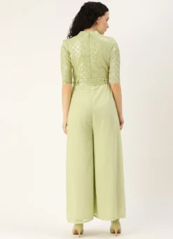 Green Embroidered Collar Neck Jumpsuit Party Wear -Mahra Clothing Shop Green Embroidered Collar Neck Jumpsuit DRBS02307730 b