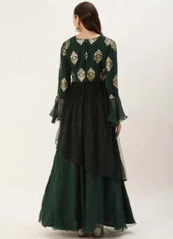 Teen Girls Green Embroidered Georgette Gown Party Wear -Mahra Clothing Shop Green Embroidered Georgette Gown IWBS02306359 b
