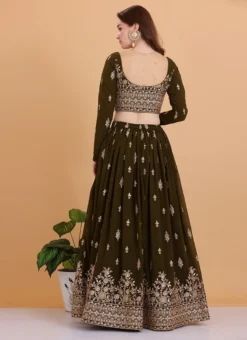 Green Embroidered Georgette Lehenga Set Festive Wear -Mahra Clothing Shop Green Embroidered Georgette Lehenga Set GHBS02302554 b