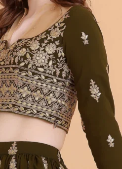 Green Embroidered Georgette Lehenga Set Festive Wear -Mahra Clothing Shop Green Embroidered Georgette Lehenga Set GHBS02302554 rrc3