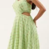 Green Embroidered Georgette Maxi Dress Festive Wear