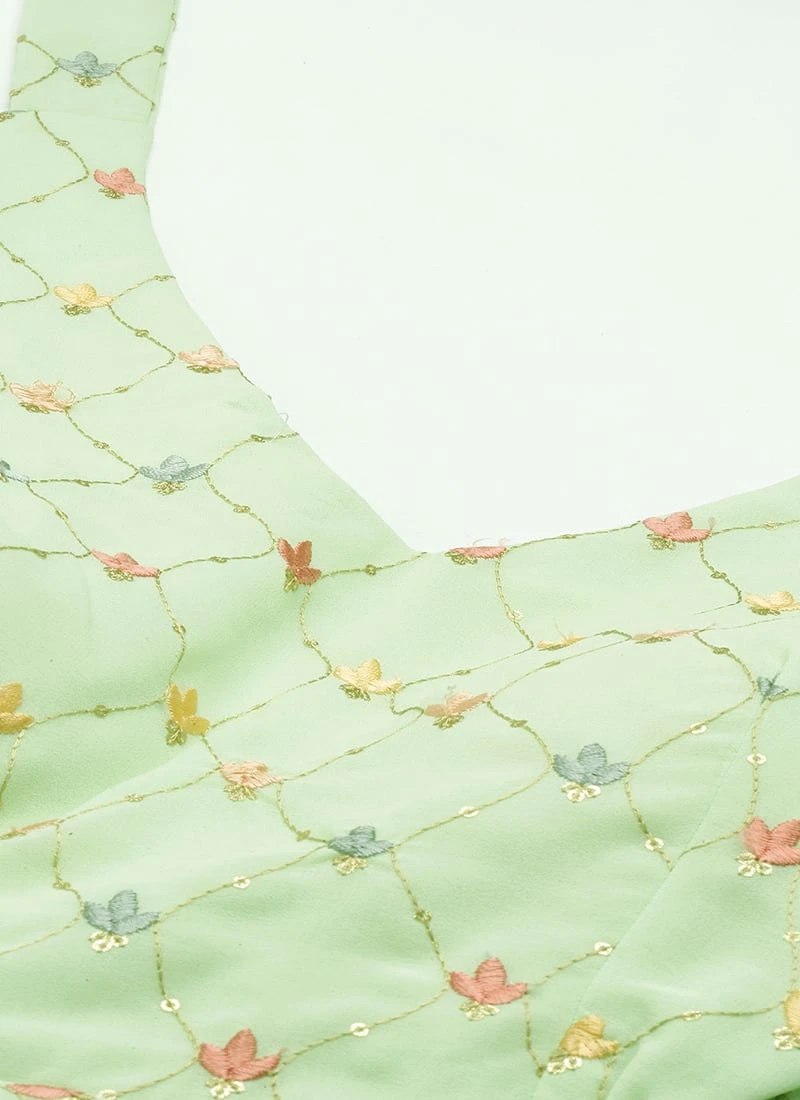 Green Embroidered Georgette Maxi Dress Festive Wear 5 Green Embroidered Georgette Maxi Dress Festive Wear - Image 5