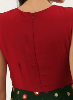 Green Embroidered N Maroon Twisted Bodice Dress Festive Wear -Mahra Clothing Shop Green Embroidered N Maroon Twisted Bodice Dress DRBS02206212 rrc2