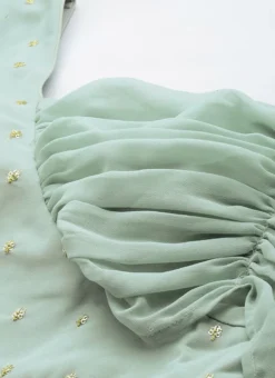 Green Embroidered One Shoulder Style Gown Party Wear -Mahra Clothing Shop Green Embroidered One Shoulder Style Gown IWBS02305134 rrc1