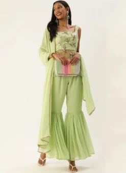 Teen Girls Green Embroidered Square Neck Gharara Suit Festive Wear 6 Teen Girls Green Embroidered Square Neck Gharara Suit Festive Wear -Mahra Clothing Shop Green Embroidered Square Neck Gharara Suit IWBS02203550 u