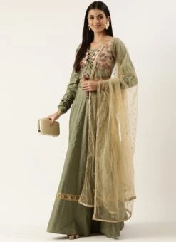 Teen Girls Green Foil Printed Jacket Style Lehenga Festive Wear -Mahra Clothing Shop Green Foil Printed Jacket Style Lehenga GHBS02209679 u