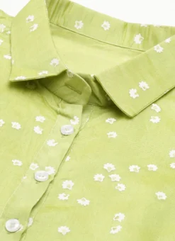 Green Foil Printed Shirt Dress After Six Wear -Mahra Clothing Shop Green Foil Printed Shirt Dress DRBS02205849 rrc1