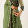 Teen Girls Green Gathered Sleeves Lehenga Wedding Wear