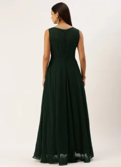 Green Georgette Embroidered Boat Neck Gown Party Wear -Mahra Clothing Shop Green Georgette Embroidered Boat Neck Gown IWBS02301685 b