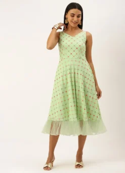 Green Georgette Embroidered Dress Party Wear -Mahra Clothing Shop Green Georgette Embroidered Dress DRBS02209667 u