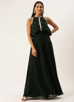 Green Georgette Embroidered Dress Festive Wear 10 Green Georgette Embroidered Dress Festive Wear -Mahra Clothing Shop Green Georgette Embroidered Dress DRBS02212609 u