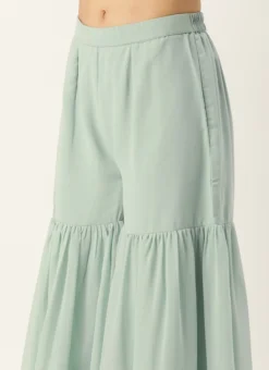 Bottom From Green Georgette Embroidered Gharara Set After Six Wear -Mahra Clothing Shop Green Georgette Embroidered Gharara Set KSBS02303647 rrc2 2