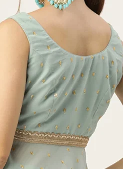 Top From Green Georgette Embroidered Gharara Set After Six Wear -Mahra Clothing Shop Green Georgette Embroidered Gharara Set KSBS02303647 rrc4 1
