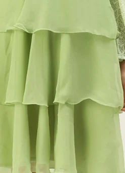 Green Georgette Embroidered Layered Dress Party Wear -Mahra Clothing Shop Green Georgette Embroidered Layered Dress DRBS02207311 rrc3