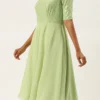 Teen Girls Green Georgette Embroidered Layered Gown Festive Wear