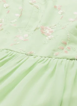 Green Georgette Embroidered Ruffle Maxi Dress Festive Wear -Mahra Clothing Shop Green Georgette Embroidered Ruffle Maxi Dress DRBS02305167 rrc1
