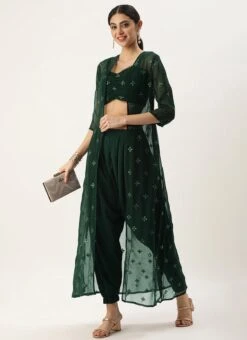Bottom From Green Georgette Embroidered Set N Suits After Six Wear -Mahra Clothing Shop Green Georgette Embroidered Set N Suits IWBS02211124 u 1
