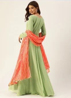 Teen Girls Green Georgette N Orange Printed Anarkali Suit Festive Wear 7 Teen Girls Green Georgette N Orange Printed Anarkali Suit Festive Wear -Mahra Clothing Shop Green Georgette N Orange Printed Anarkali Suit SLBS02110937 b 1