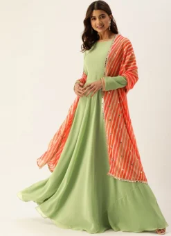 Teen Girls Green Georgette N Orange Printed Anarkali Suit Festive Wear 6 Teen Girls Green Georgette N Orange Printed Anarkali Suit Festive Wear -Mahra Clothing Shop Green Georgette N Orange Printed Anarkali Suit SLBS02110937 u 1