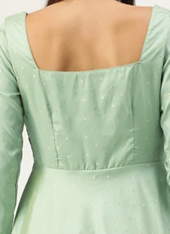 Green Jacquard Fit N Flare Dress Festive Wear -Mahra Clothing Shop Green Jacquard Fit N Flare Dress DRBS02109730 rrc2