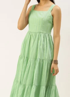Green Jacquard Nylon Dress After Six Wear