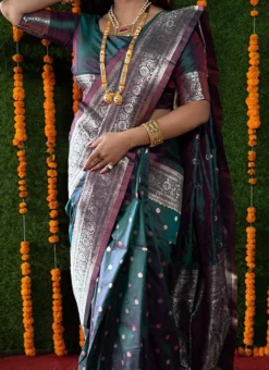 Green Kancheepuram Silk Zari Work Saree Festive Wear