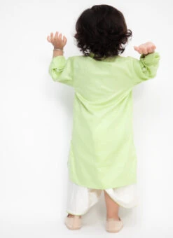 Green Kurta With Off White Kurta Pyjama -Mahra Clothing Shop Green Kurta with Off White Kurta Pyjama KDBDFK1950 b