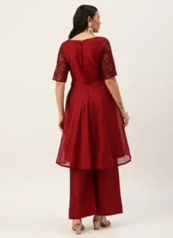 Maroon Printed Panelled Kurta Festive Wear -Mahra Clothing Shop Green Muslin Digital Printed Top KRBS02307716 b