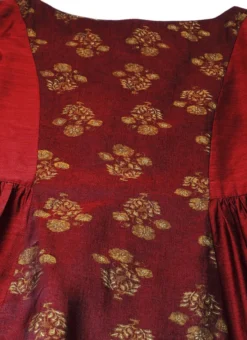 Maroon Printed Panelled Kurta Festive Wear -Mahra Clothing Shop Green Muslin Digital Printed Top KRBS02307716 rrc1