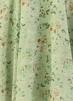 Green Muslin Printed Mini Dress Party Wear -Mahra Clothing Shop Green Muslin Printed Mini Dress DRBS02208445 rrc3