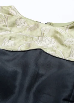 Green N Dark Grey Layered Floor Length Gown Party Wear -Mahra Clothing Shop Green N Dark Grey Layered Floor Length Gown IWBS02105368 rrc1