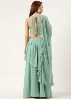 Skirt From Green N Light Blue Net Embroidered Lehenga After Six Wear -Mahra Clothing Shop Green N Light Blue Net Embroidered Lehenga GHBS02211119 b
