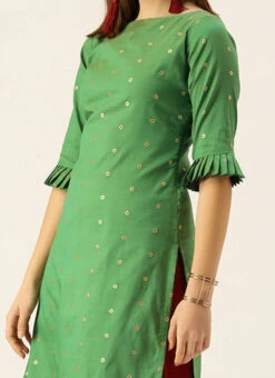 Green N Maroon A Line Palazzo Set Festive Wear