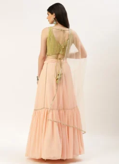 Teen Girls Green N Peach Sequin Embroidered Lehenga Festive Wear -Mahra Clothing Shop Green N Peach Sequin Embroidered Lehenga GHBS02211213 b 2