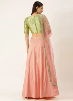 Teen Girls Green N Peach Taffeta Lehenga Festive Wear 7 Teen Girls Green N Peach Taffeta Lehenga Festive Wear -Mahra Clothing Shop Green N Peach Taffeta Kali lehenga GHBS02105389 b