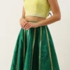 Teen Girls Green N Yellow Embroidered Kali Lehenga Festive Wear