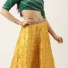 Teen Girls Green N Yellow Jacquard Skirt Set Festive Wear