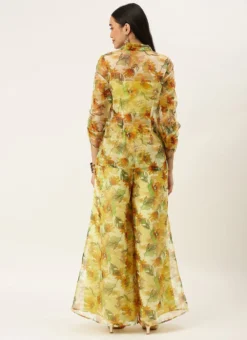 Bottom From Green Organza Palazzo N Jacket Co Ords Set After Six Wear -Mahra Clothing Shop Green Organza Palazzo N Jacket Co Ords Set IWBS02209743 b