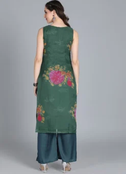 Green Organza Printed Kurta Work Wear 11 Green Organza Printed Kurta Work Wear -Mahra Clothing Shop Green Organza Printed Kurta KRBS02307724 b