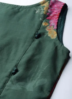 Green Organza Printed Kurta Work Wear 14 Green Organza Printed Kurta Work Wear -Mahra Clothing Shop Green Organza Printed Kurta KRBS02307724 rrc3