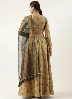 Teen Girls Green Printed Art Silk Lehenga Set Festive Wear -Mahra Clothing Shop Green Printed Art Silk Lehenga Set GHBS02209652 b 1