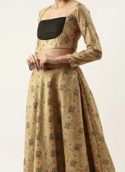 Dupatta From Green Printed Art Silk Lehenga Set After Six Wear