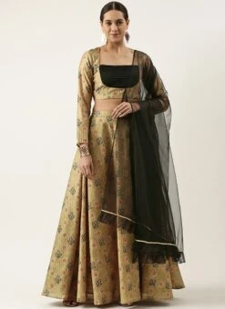 Teen Girls Green Printed Art Silk Lehenga Set Festive Wear -Mahra Clothing Shop Green Printed Art Silk Lehenga Set GHBS02209652 u 1