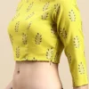 Green Printed Cotton Blouse Festive Wear