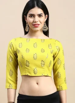 Green Printed Cotton Blouse Festive Wear -Mahra Clothing Shop Green Printed Cotton Blouse BLBS02303848 u