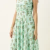Teen Girls Green Printed N Embroidered Georgette Gown After Six Wear