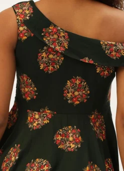 Green Printed One Shoulder Dress After Six Wear -Mahra Clothing Shop Green Printed One Shoulder Dress DRBS02205962 rrc2