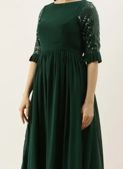 Green Sequin Embroidered Kurti Festive Wear